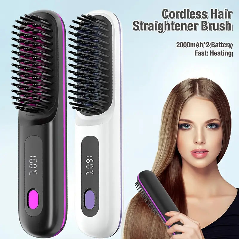 Cordless Hair Straightener Brush - Make Any Hair Style in Just 2 Minutes🔥