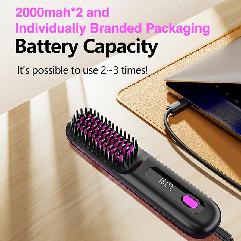 Cordless Hair Straightener Brush - Make Any Hair Style in Just 2 Minutes🔥