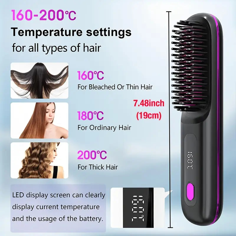 Cordless Hair Straightener Brush - Make Any Hair Style in Just 2 Minutes🔥