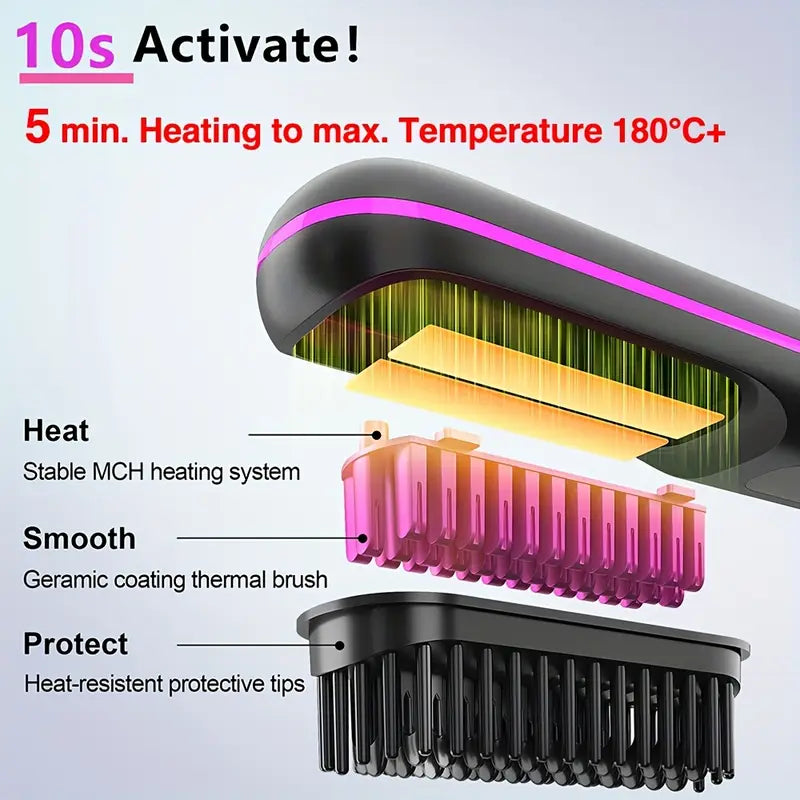 Cordless Hair Straightener Brush - Make Any Hair Style in Just 2 Minutes🔥